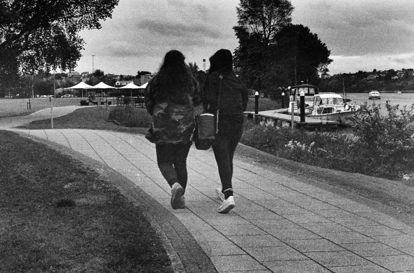 2 woman walking on Path, Enniskillen, Co. Fermanagh, Ulster, Norther Ireland#20071577